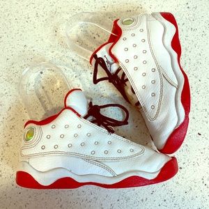 Kids Jordan 13 Retro Shoes White & Red size 10c